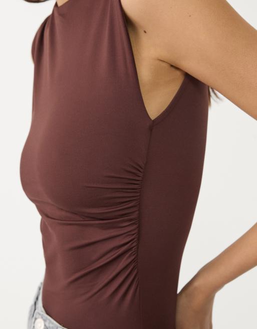 Stradivarius - Brun bodystocking med rynker, 2 af 4
