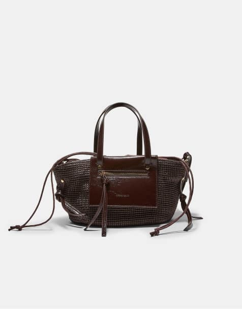 Stradivarius - Brun crossbody-taske i kurvestil med hæklet look - view 1