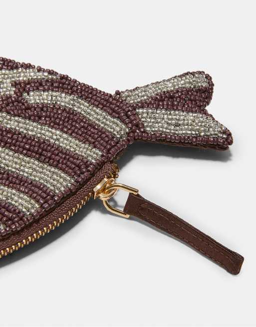 Stradivarius – Brun, fiskformad plånbok med pärlor, 4 av 4