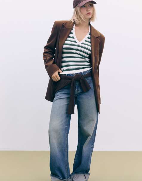 Stradivarius – Brun kavaj i oversized fit - view 1