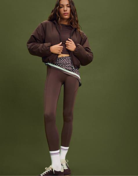 Stradivarius – Brun pufferjacka med puffärmar - view 1