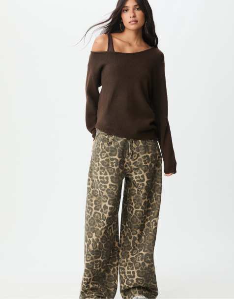 Stradivarius - Brun strikket asymmetrisk sweater - view 1