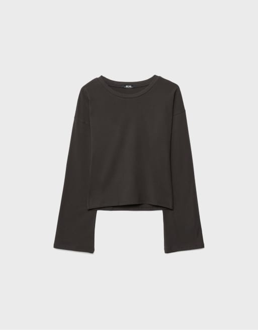 Stradivarius – Brun t-shirt med kimonoärmar, 6 av 7