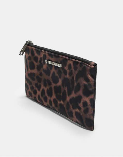 Stradivarius - Brun toilettaske med leopardprint og lynlås - view 1