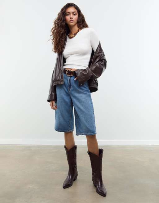 Stradivarius – Bruna cowboy-boots med klack, 4 av 4