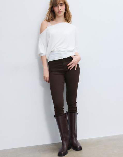 Stradivarius – Bruna jeans med superhög midja - view 1