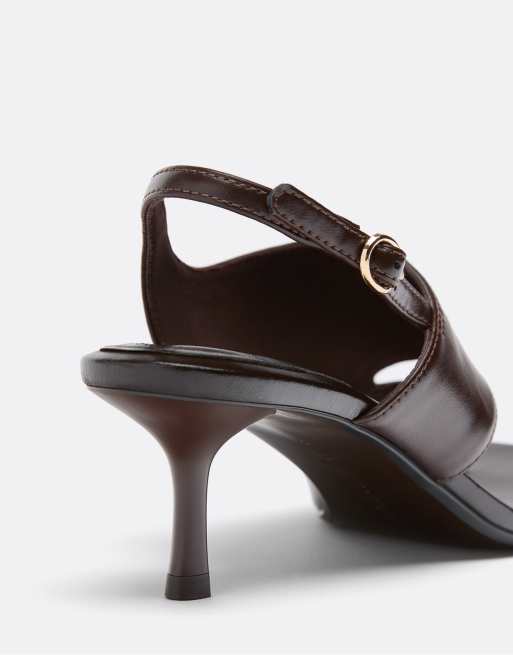 Stradivarius – Bruna klacksandaler med tårem, 6 av 6