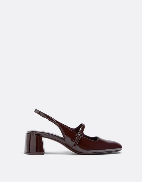 Stradivarius – Bruna Mary Jane-skor med blockklackar - view 1