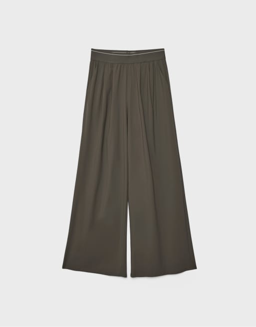 Stradivarius – Bruna mjukisbyxor i palazzo-stil med elastisk midja, 6 av 7