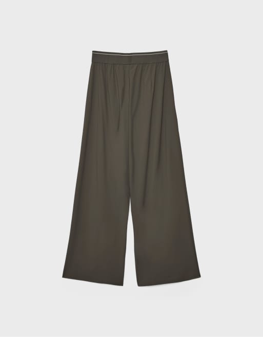 Stradivarius – Bruna mjukisbyxor i palazzo-stil med elastisk midja, 7 av 7