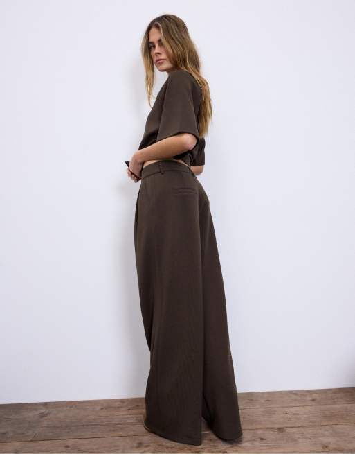 Stradivarius - Brune bløde elegante bukser, 3 af 4