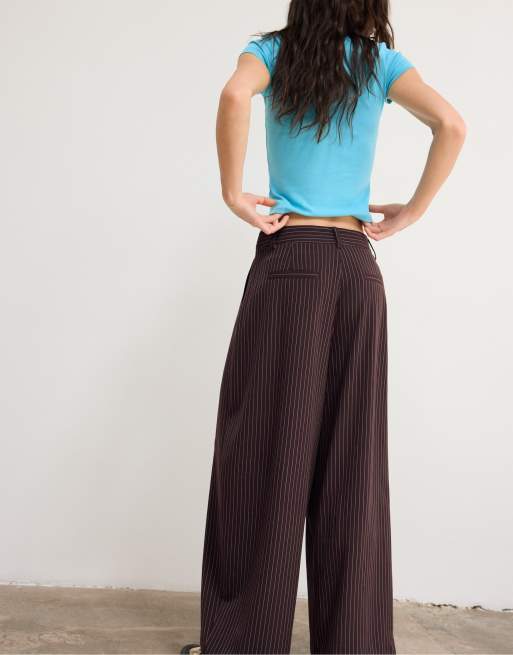 Stradivarius - Brune elegante barrel-bukser, 4 af 5
