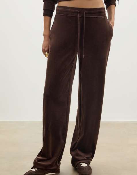 Stradivarius - Brune joggingbukser i velour - view 1