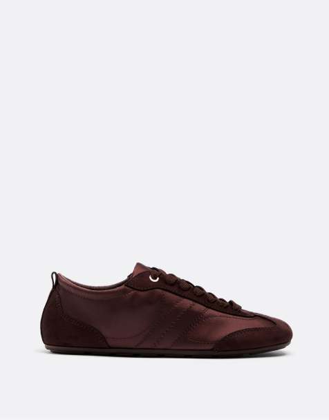 Stradivarius - Brune sneakers med satineffekt og tynd sål - view 1