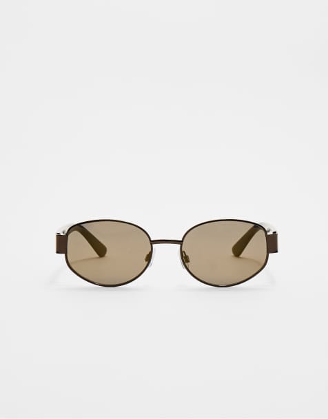 Stradivarius - Brune solbriller med metaldetaljer ved tindingerne - view 1