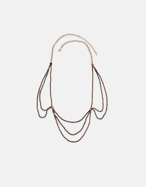 Stradivarius – Brunt pärlhalsband som kan bäras på flera sätt, 3 av 4