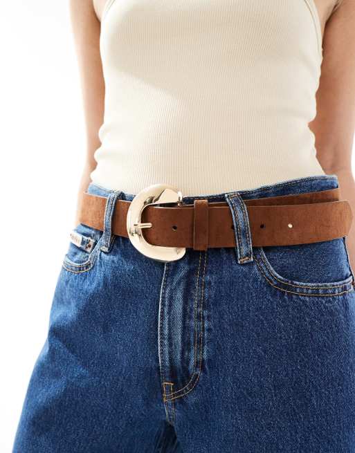 Stradivarius – Brunt skärp i mockaimitation