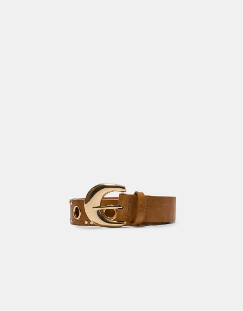 Stradivarius – Brunt skärp med guldfärgade detaljer - view 1
