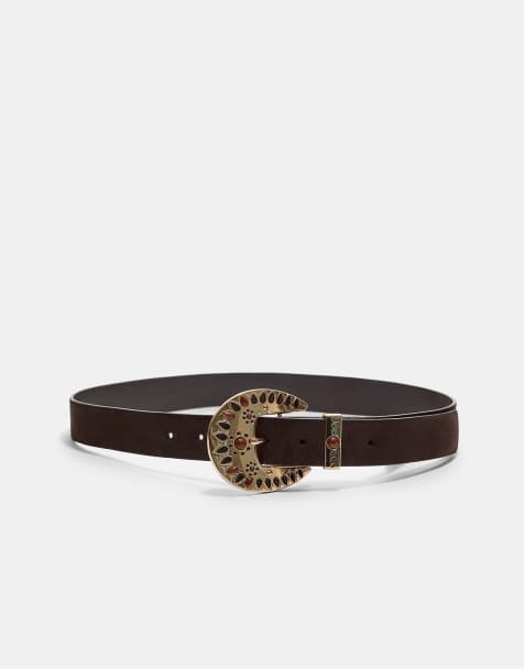 Stradivarius – Brunt skärp med kontrastfärgat spänne - view 1