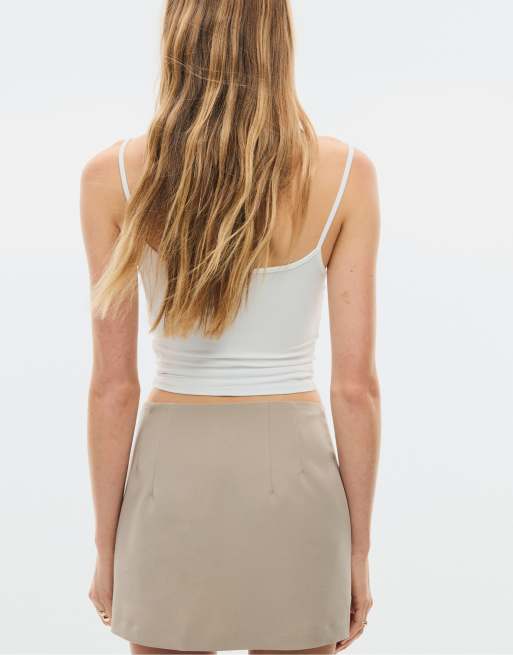 Stradivarius - Brunt skort med sideslids, 3 af 7
