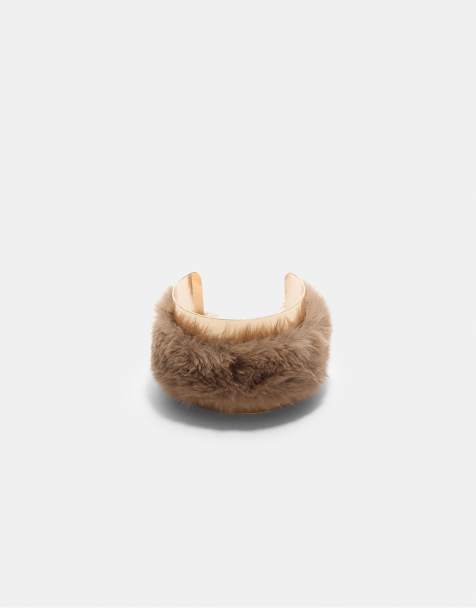 Stradivarius – Brunt, stelt armband med fuskpäls - view 1