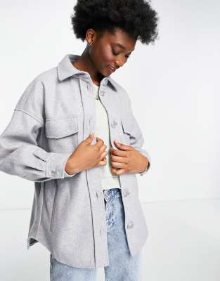 ASOS - Stradivarius brushed overshirt in light gray