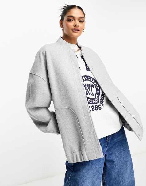 WEEKDAY Destiny Bomber Jacket in Light Grey