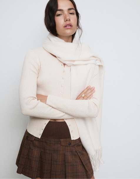 Stradivarius brushed thread scarf in ecru - view 1