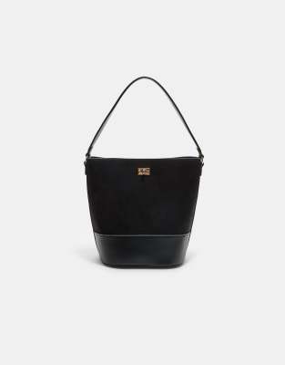 Stradivarius - Bucket Bag in Schwarz mit Kontrast-Design