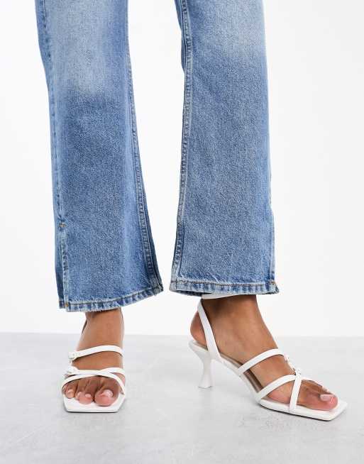 White strappy kitten heel sandals hotsell