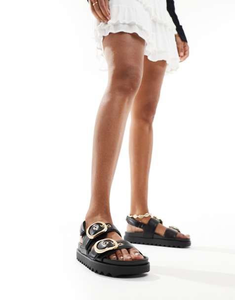 Stradivarius buckle sandal in black - view 1
