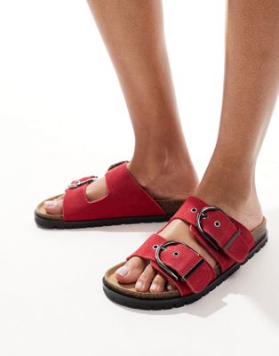  buckle strap sandal in red