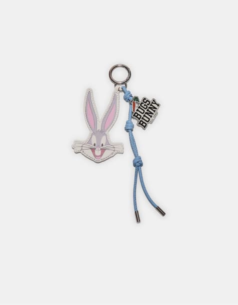Stradivarius Bugs bunny charm keyring in mid grey - view 1