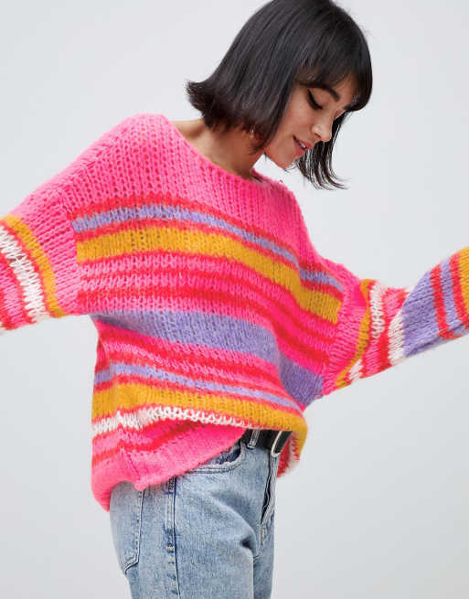 Stradivarius Bunt Gestreifter Pullover Asos