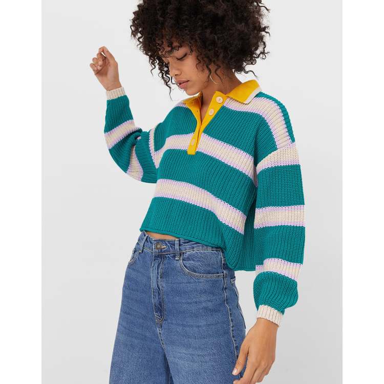 Stradivarius – Bunt gestreifter Rugby-Pullover | ASOS