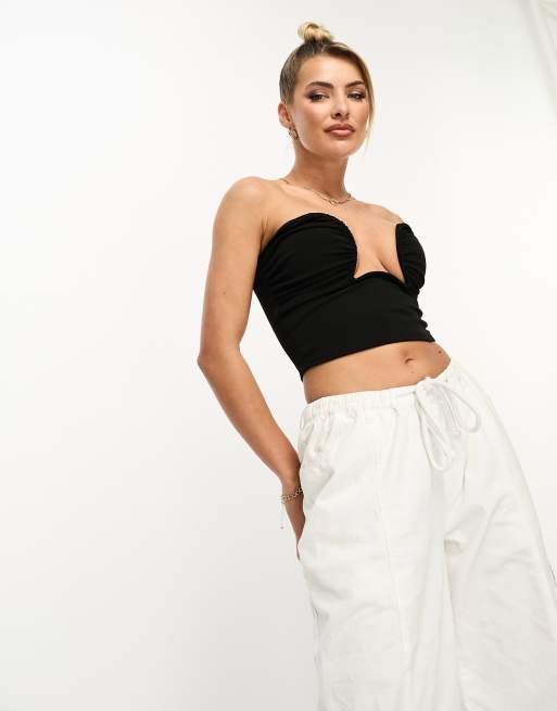 Stradivarius bustier top in black | ASOS