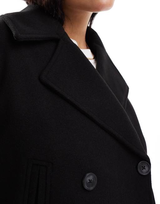 Stradivarius button down wool look jacket in black