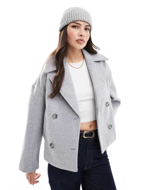 Stradivarius button down wool look jacket in grey ASOS