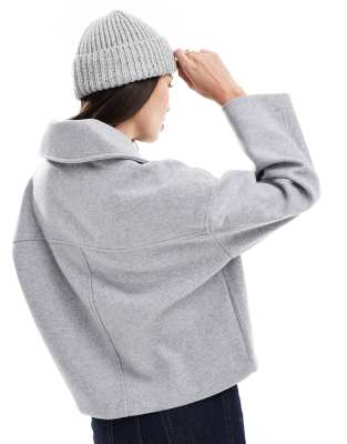 Stradivarius button down wool look jacket in grey