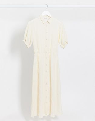 white midi button dress