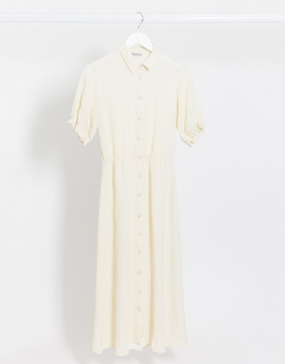 white midi button dress