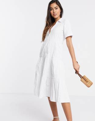 stradivarius button front midi dress