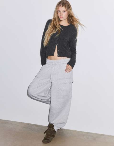 Stradivarius Button-up knit cardigan in dark grey - view 1