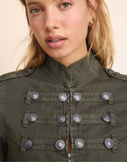 Stradivarius Buttoned jacket in khaki, 4 of 7