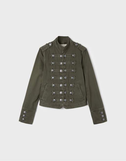 Stradivarius Buttoned jacket in khaki, 6 of 7