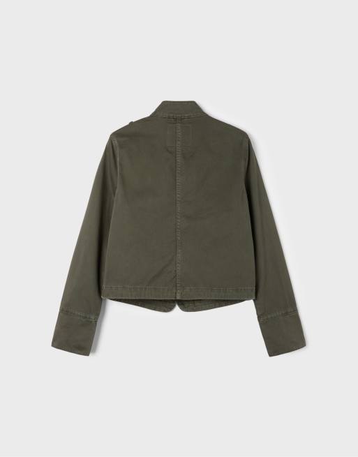 Stradivarius Buttoned jacket in khaki, 7 of 7