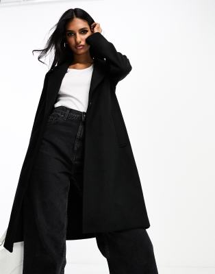Stradivarius tailored pea coat in black - ASOS Price Checker
