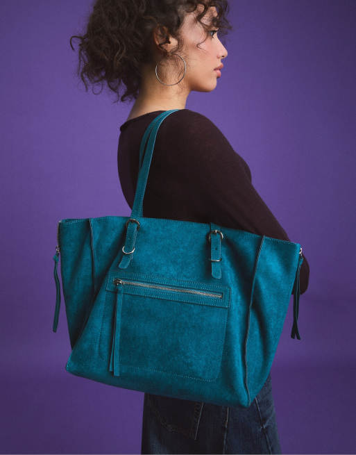 Stradivarius cabas à zips vert canard, 2 de 4