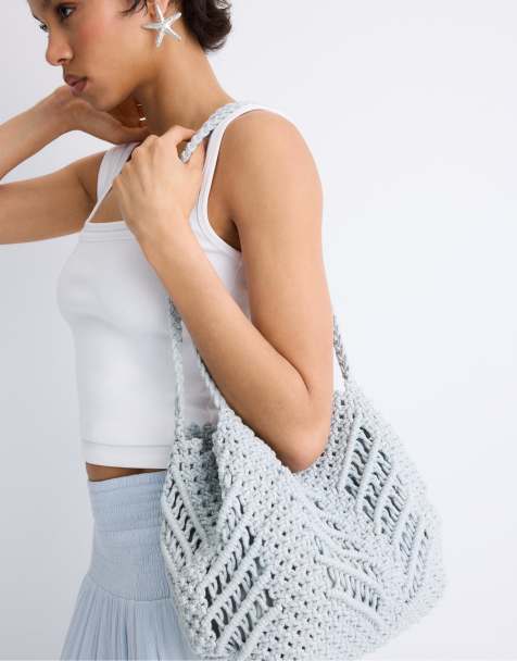 Stradivarius - Cabas au crochet avec fils métallisés - Gris - view 1