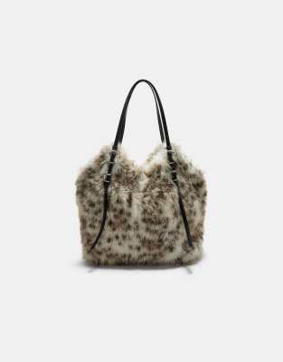 Stradivarius - Cabas en fausse fourrure - Beige-Neutre